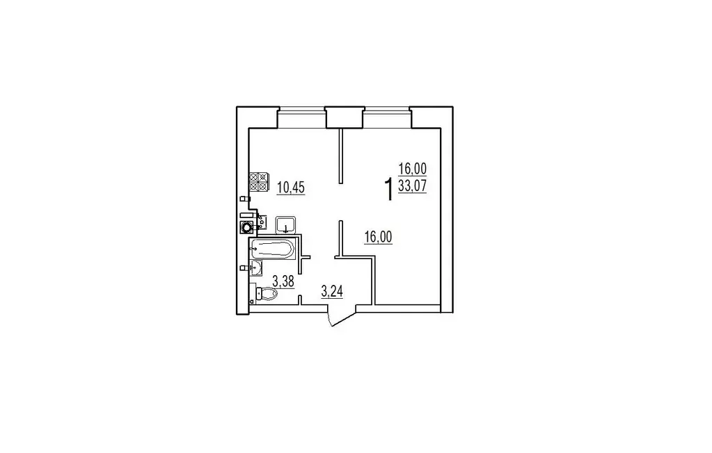 Продаётся 1-к квартира, 33.07 м - Фото 0