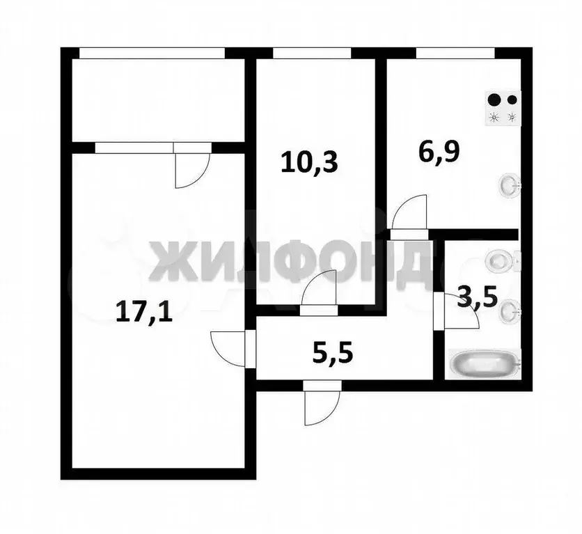 2-к. квартира, 44,8 м, 9/10 эт. - Фото 0
