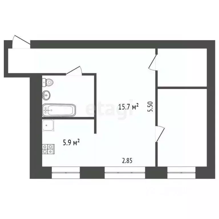 2-к кв. Вологодская область, Вологда Пролетарская ул., 28 (43.5 м) - Фото 1