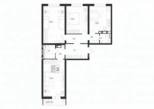 3-к кв. Воронежская область, Воронеж ул. Загоровского, 5/3 (91.5 м) - Фото 0