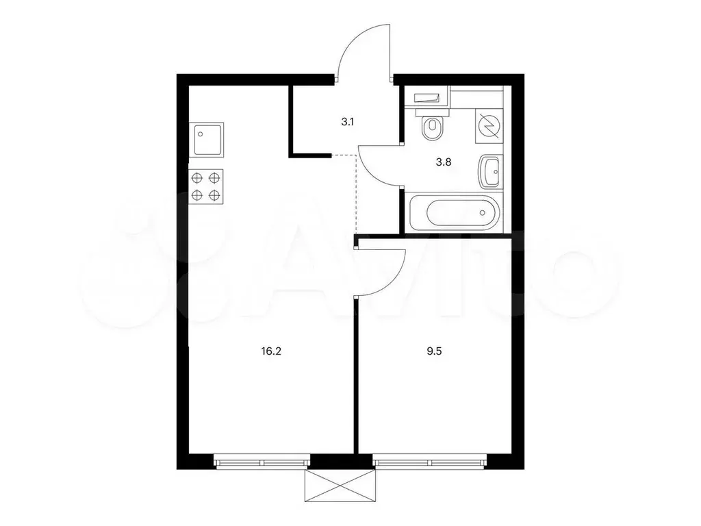 1-к. квартира, 32,6 м, 23/24 эт. - Фото 0
