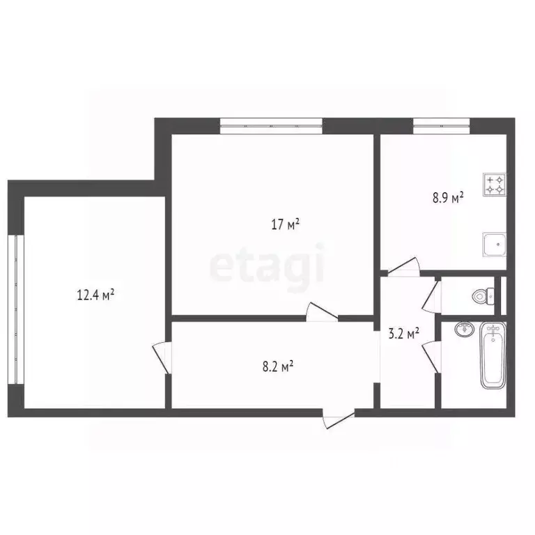 2-к кв. Красноярский край, Красноярск 9 Мая ул., 7 (53.4 м) - Фото 1