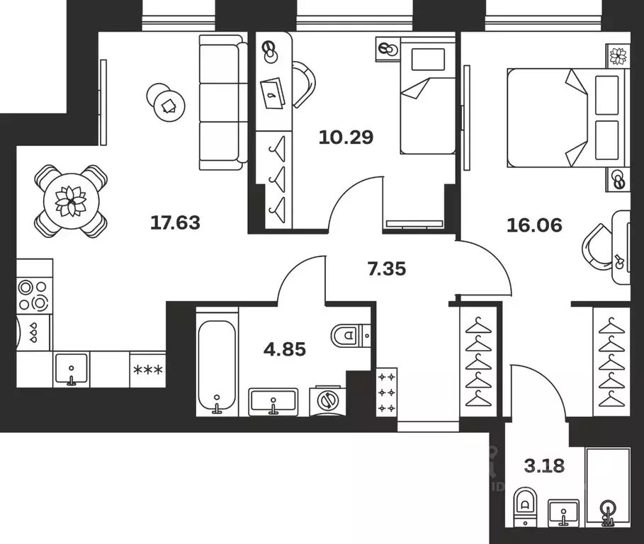 2-к кв. Тульская область, Тула ул. Самоварная, 21/1 (59.36 м) - Фото 1