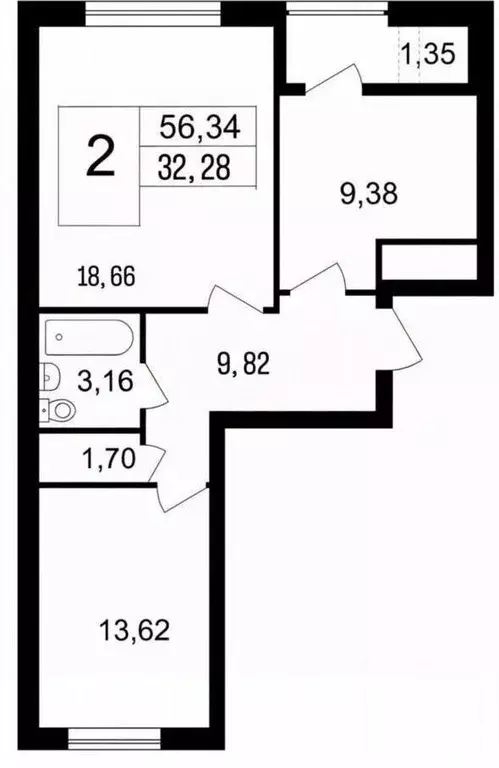 2-к кв. Башкортостан, Уфимский район, с. Миловка просп. Чижова, 6 ... - Фото 2