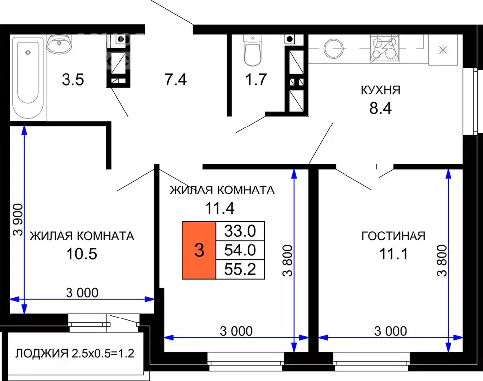 3-к кв. Краснодарский край, Краснодар ул. Летчика Позднякова, 2к16 ... - Фото 1