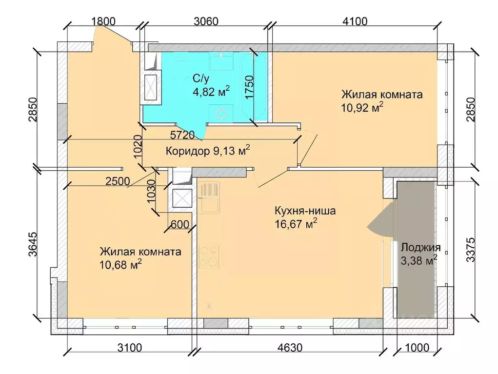 3-к кв. Кемеровская область, Кемерово ул. Дружбы, 9 (55.34 м) - Фото 1