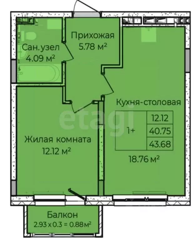 2-к кв. Удмуртия, с. Завьялово ул. Чкалова, 3 (43.3 м) - Фото 0