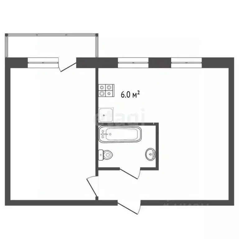 2-к кв. Хабаровский край, Комсомольск-на-Амуре просп. Победы, 24 (45.0 ... - Фото 2