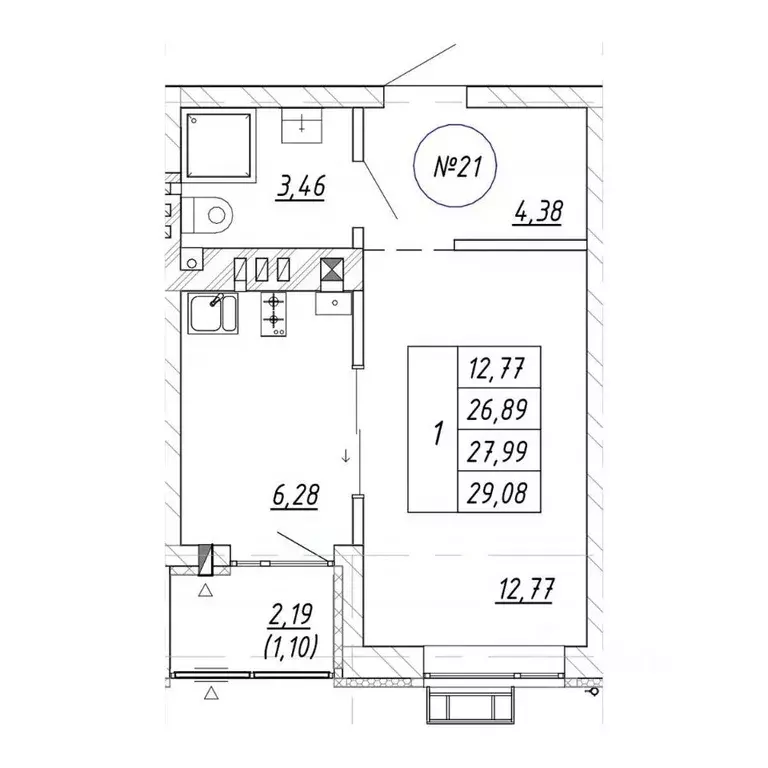 1-к кв. Калининградская область, Зеленоградск  (29.08 м) - Фото 1