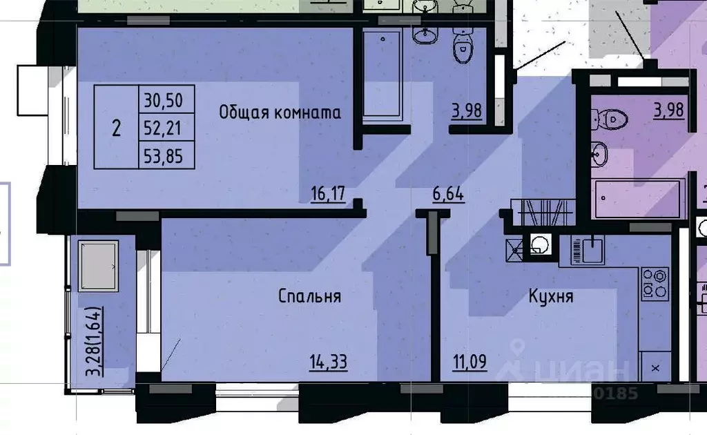 2-к кв. Саха (Якутия), Якутск пос. Геологов,  (53.85 м) - Фото 0