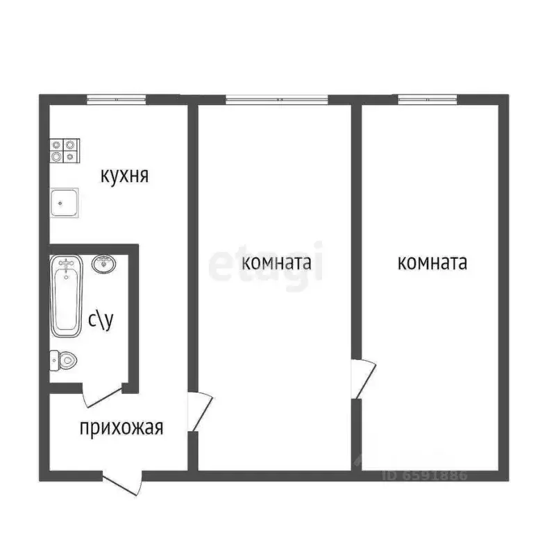 2-к кв. Тульская область, Узловая Горняцкая ул., 17 (45.5 м) - Фото 0