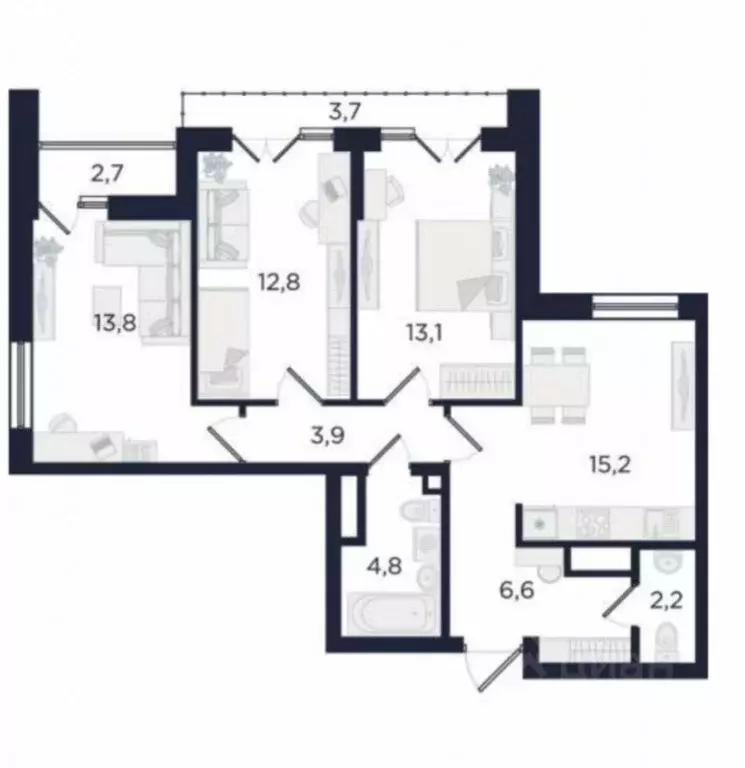 3-комнатная квартира: Екатеринбург, улица Свердлова, 32Б (77 м) - Фото 0