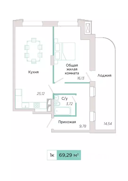 1-к кв. Самарская область, Тольятти Спортивная ул., 21 (69.29 м) - Фото 0