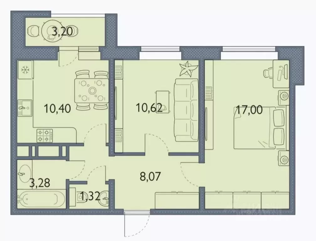 2-к кв. Брянская область, Брянск просп. Станке Димитрова, 67к7 (51.2 ... - Фото 1