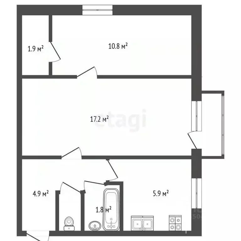2-к кв. Севастополь ул. Генерала Жидилова, 4 (44.0 м) - Фото 2