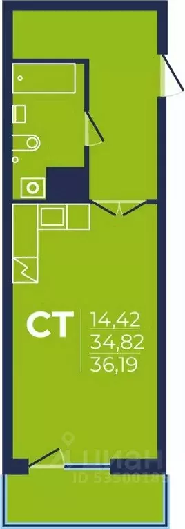 1-к кв. Башкортостан, Уфа просп. Дружбы Народов, 51 (35.9 м) - Фото 0