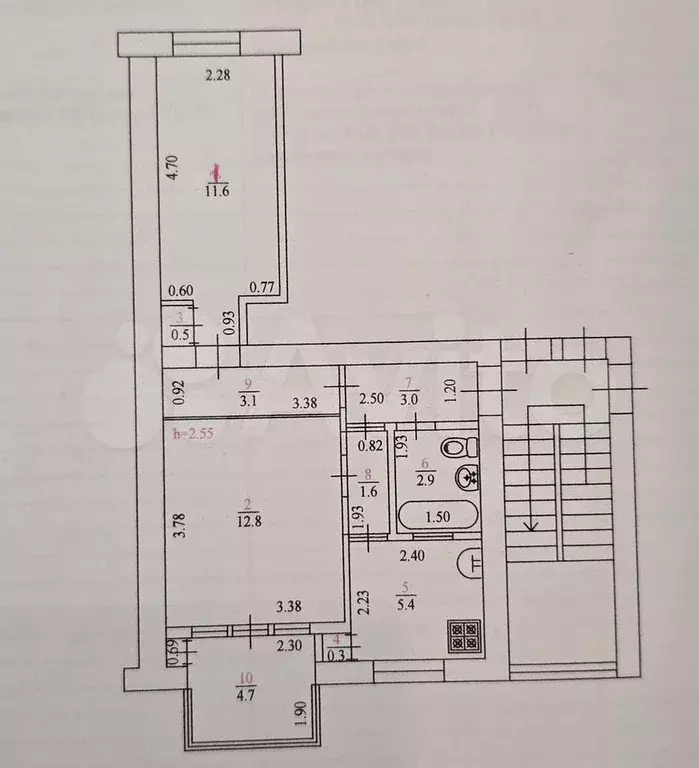 2-к. квартира, 46 м, 3/4 эт. - Фото 0