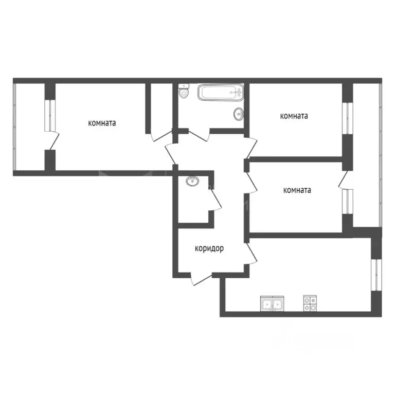 3-к кв. Тюменская область, Тюмень ул. 50 лет Октября, 57Б (87.0 м) - Фото 2