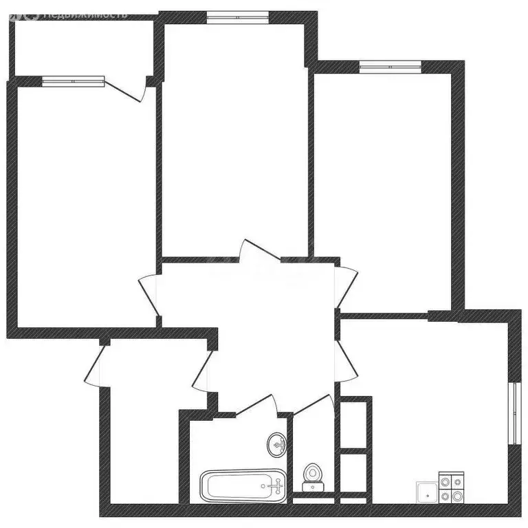 3-комнатная квартира: посёлок Дубовое, Чудесная улица, 4 (65 м) - Фото 1