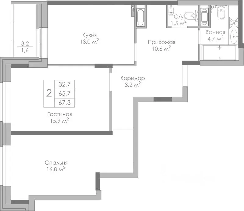 2-к кв. Липецкая область, Липецк Московская ул., 155 (67.3 м) - Фото 0