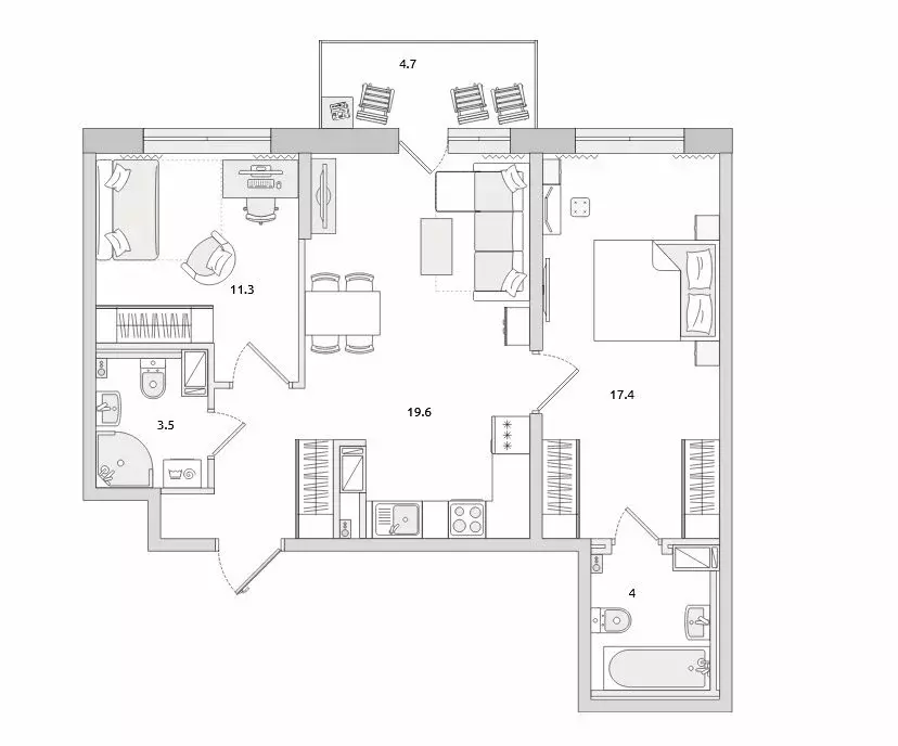 2-комнатная квартира: Санкт-Петербург, Белоостровская улица, 10к3 (61 ... - Фото 1