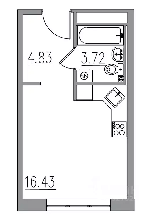 Студия Московская область, Химки  (24.98 м) - Фото 1