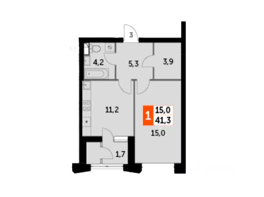 1-к кв. Москва Строительный проезд, вл9/13 (43.9 м) - Фото 0