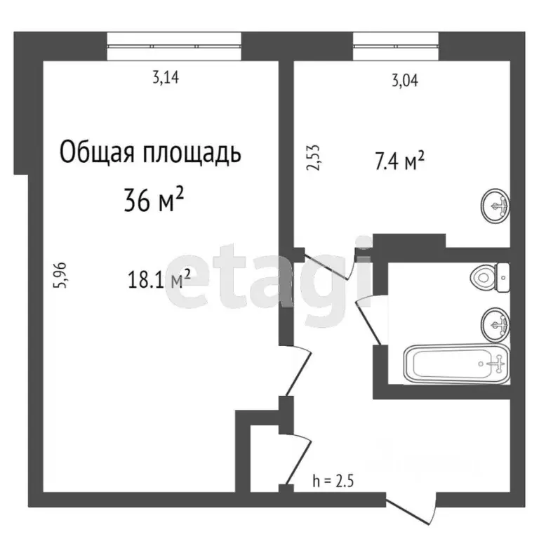 1-к кв. Томская область, Томск Алтайская ул., 126 (36.0 м) - Фото 2