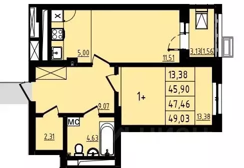 1-к кв. Башкортостан, Уфа Затон-Восточный жилрайон, Новаленд мкр,  ... - Фото 0