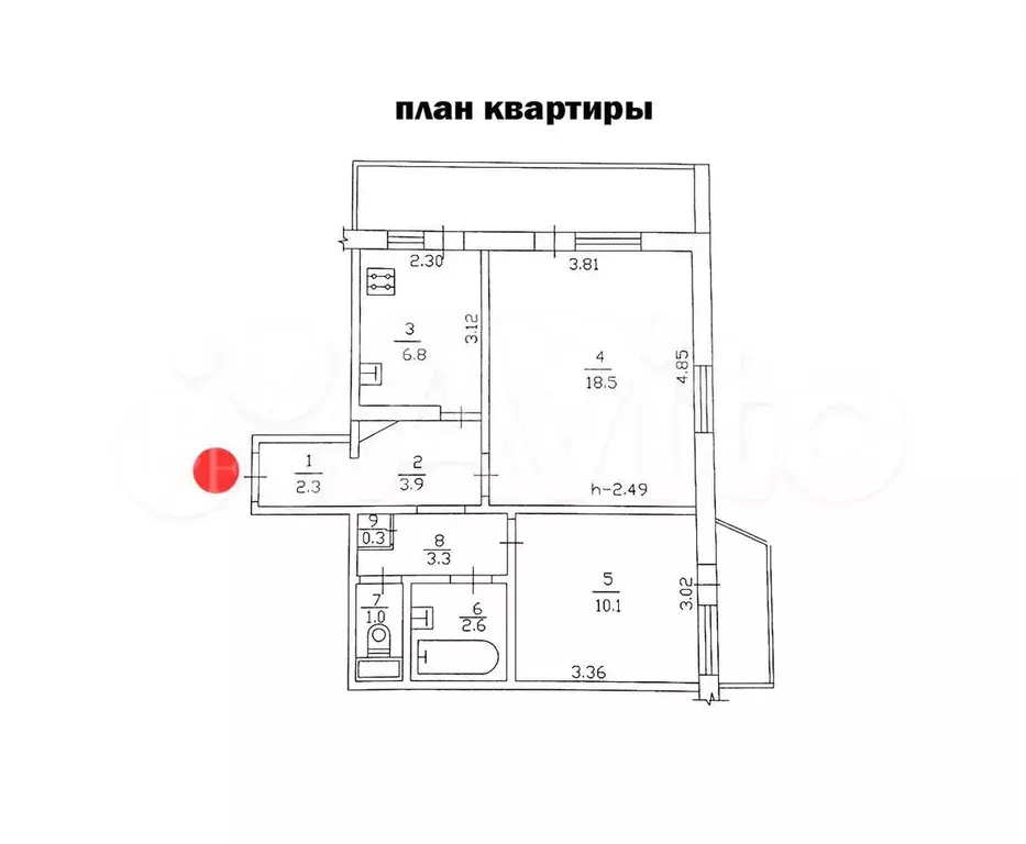 2-к. квартира, 52,4 м, 11/12 эт. - Фото 0