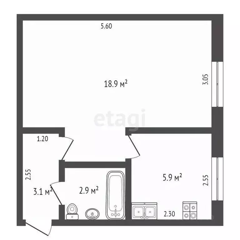1-к кв. Орловская область, Орел Комсомольская ул., 77 (31.1 м) - Фото 1