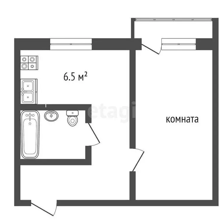 1-комнатная квартира: Калининград, Великолукская улица, 22 (30 м) - Фото 0