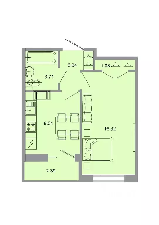 1-к кв. Ленинградская область, Всеволожский район, пос. Бугры ул. ... - Фото 1
