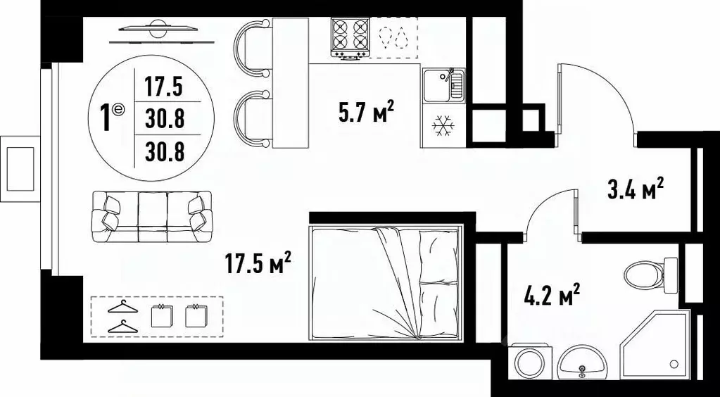 1-к кв. Астраханская область, Астрахань ул. Бэра, 29 (30.8 м) - Фото 1