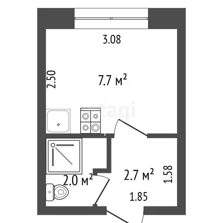 1-комнатная квартира: Стерлитамак, проспект Ленина, 34А (12.4 м) - Фото 1