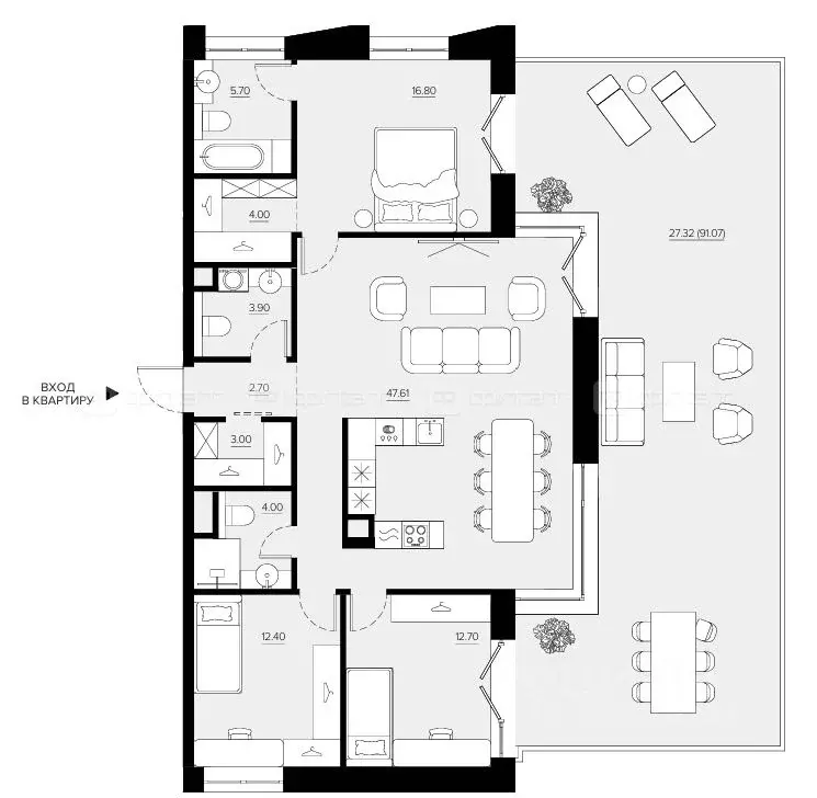 3-к кв. Татарстан, Казань Променад жилой комплекс (139.51 м) - Фото 1