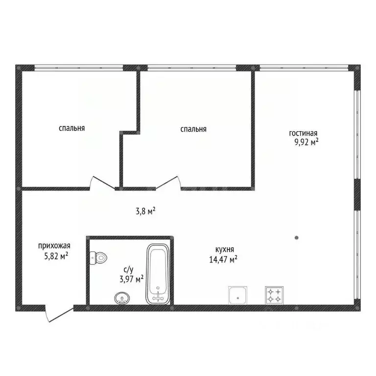 3-к кв. Башкортостан, Уфа ул. Художника Позднова, 13 (60.0 м) - Фото 2