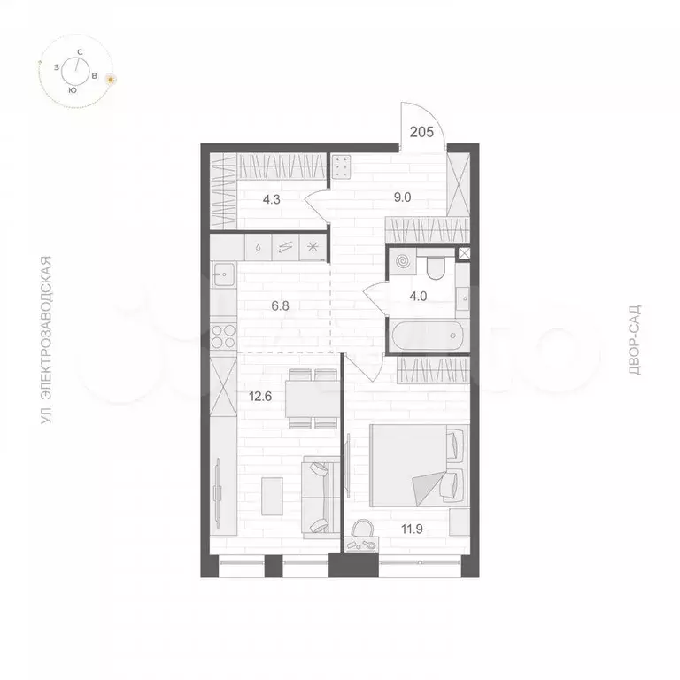 1-к. квартира, 48,6 м, 2/12 эт. - Фото 0