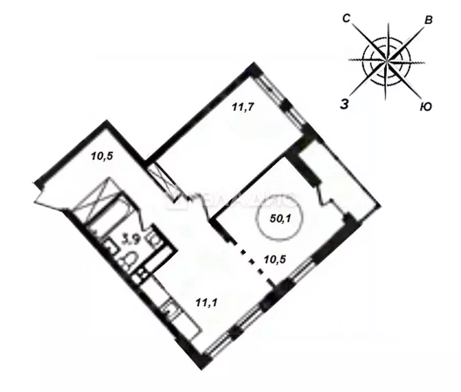 2-к кв. Москва просп. Прокшинский, 12 (50.1 м) - Фото 2