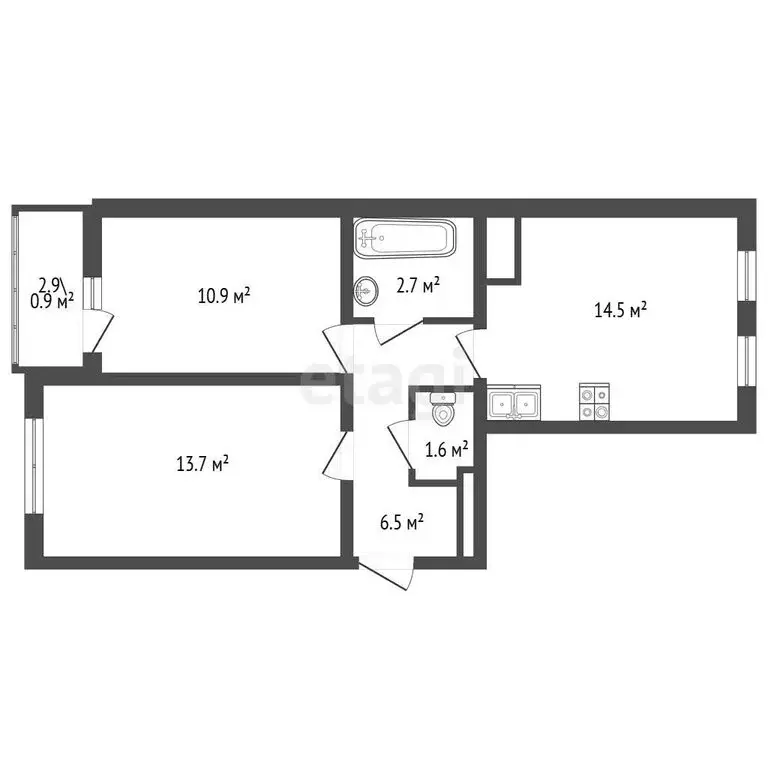 2-комнатная квартира: Санкт-Петербург, Муринская дорога, 8к4 (50.4 м) - Фото 1