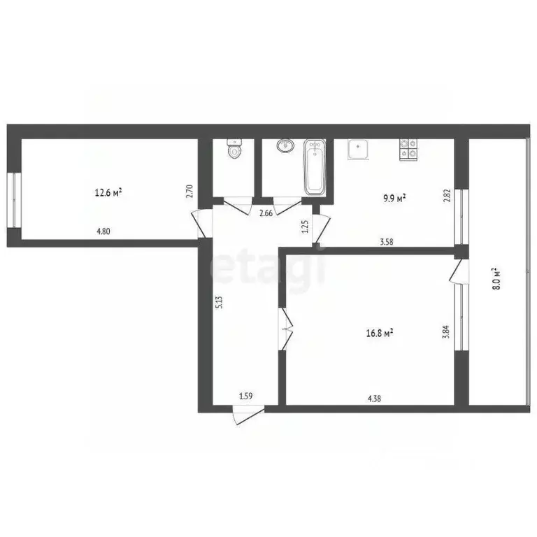 2-к кв. Тюменская область, Тюмень ул. Ватутина, 6 (52.4 м) - Фото 0