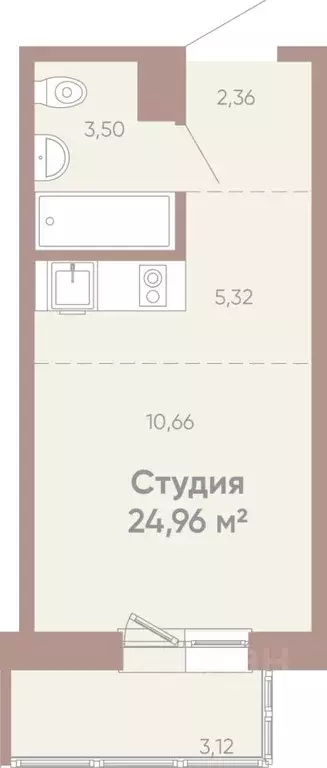 1-к кв. Иркутская область, Иркутск Советская ул., 109/3 (24.96 м) - Фото 0