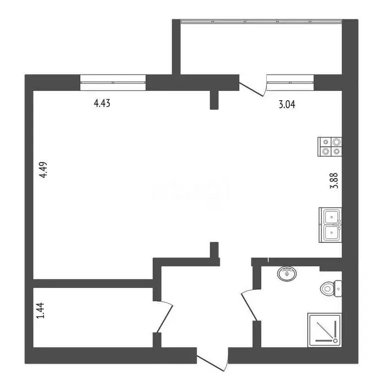 Квартира-студия: Омск, улица Лукашевича, 3Б (44 м) - Фото 1