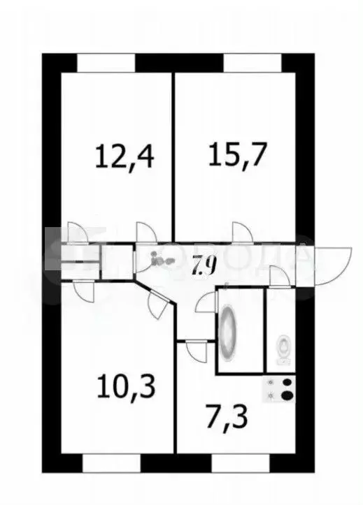 3-к. квартира, 57,2 м, 1/5 эт. - Фото 0