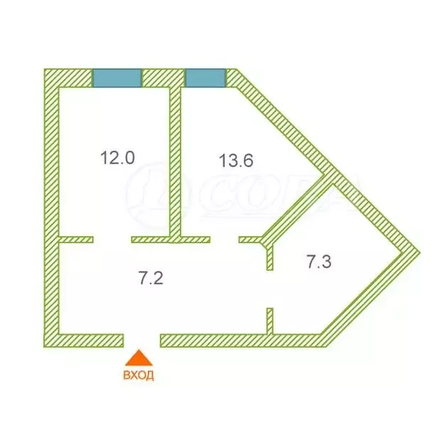 1-комнатная квартира: Тюмень, Новгородская улица, 1 (40 м) - Фото 2