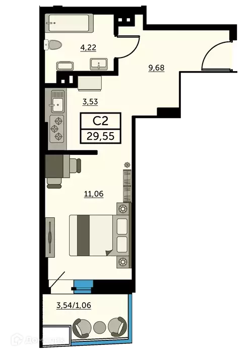 Продаётся квартира-студия, 29.6 м - Фото 0