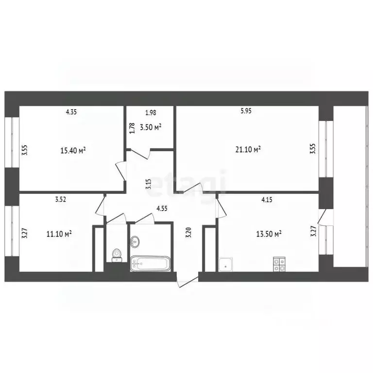 3-к кв. Чувашия, Чебоксары ул. Маршака, 8к1 (91.0 м) - Фото 2