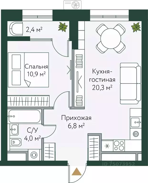1-к кв. Волгоградская область, Волгоград Новосибирская ул., 74с1 (44.4 ... - Фото 0