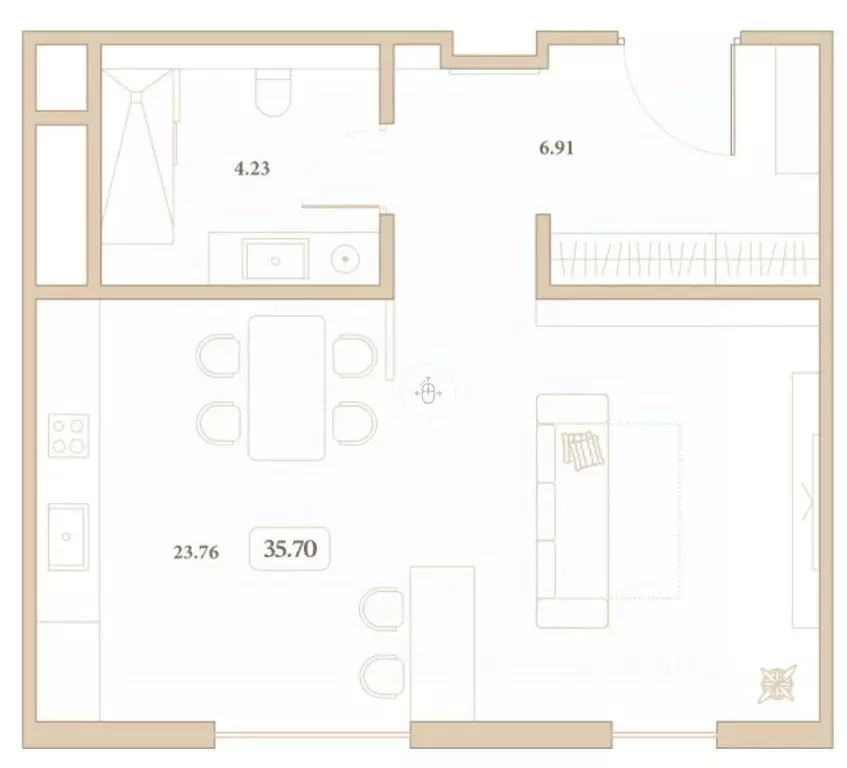 Студия Краснодарский край, Анапа ул. Толстого, 27 (33.6 м) - Фото 1