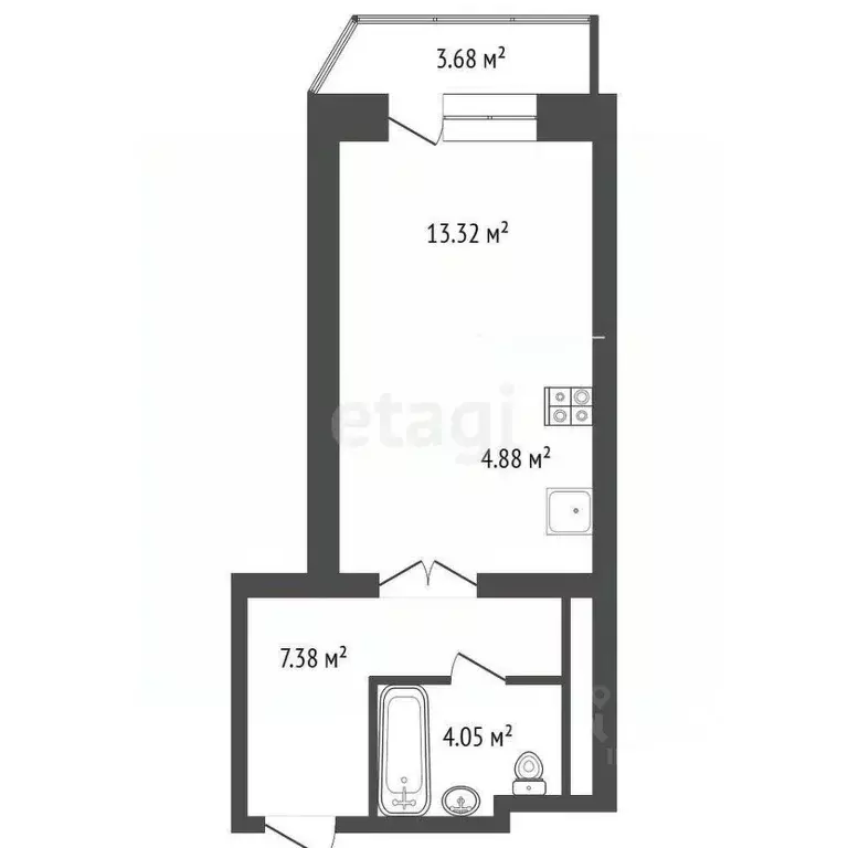 Студия Архангельская область, Архангельск Поморская ул., 34к3 (31.8 м) - Фото 2